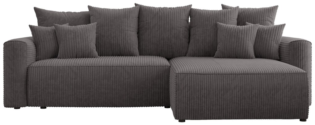 Rohová sedačka Baria (P) (sivočierna). Akcia -20%. Vlastná spoľahlivá doprava až k Vám domov. 1133096