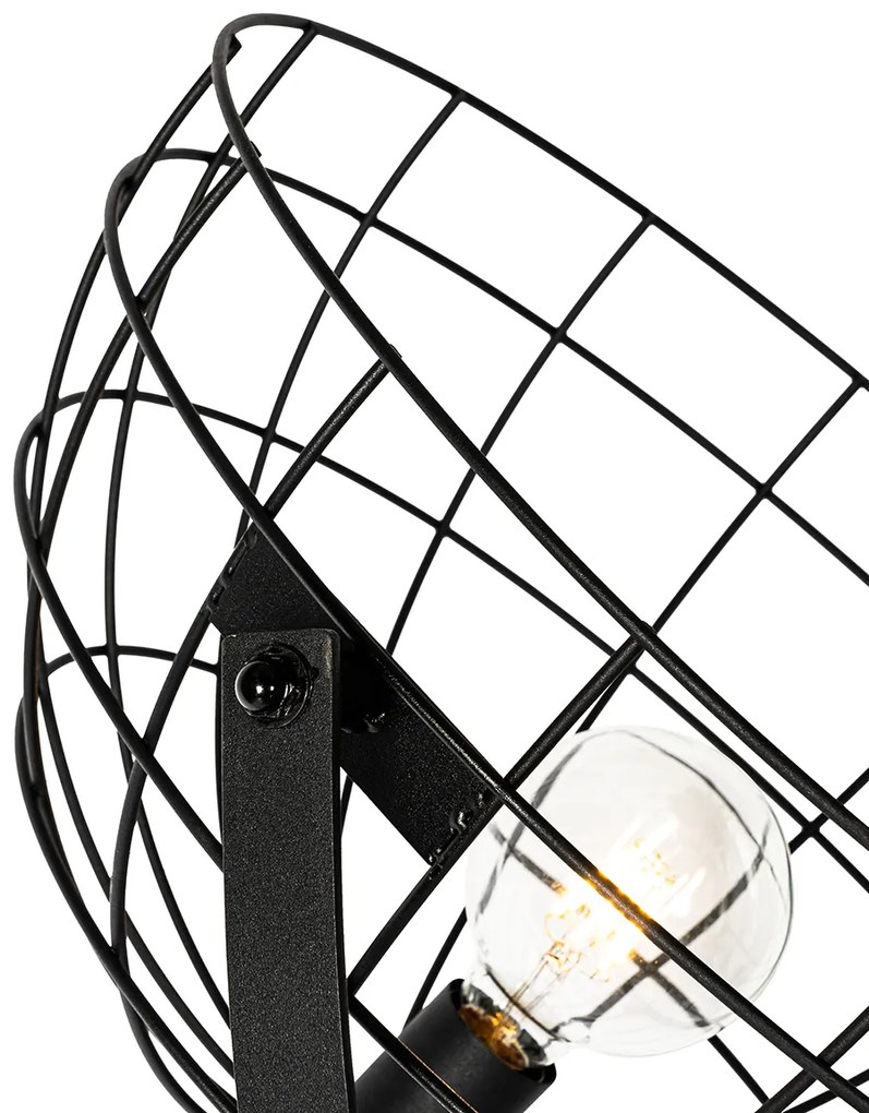 Priemyselná stojaca lampa čierna 50 cm nastaviteľná - Hanze