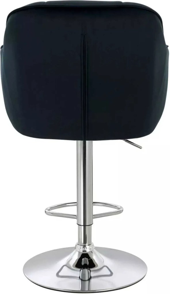 LuxuryForm DESIGN Barová stolička AVOLA VELUR na striebornom tanieri - čierna