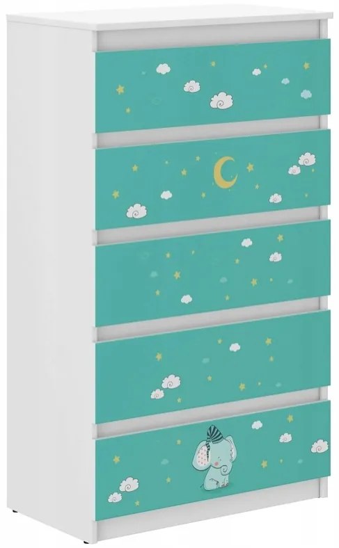Kvalitná detská komoda so sloníkom 121x40x70 cm