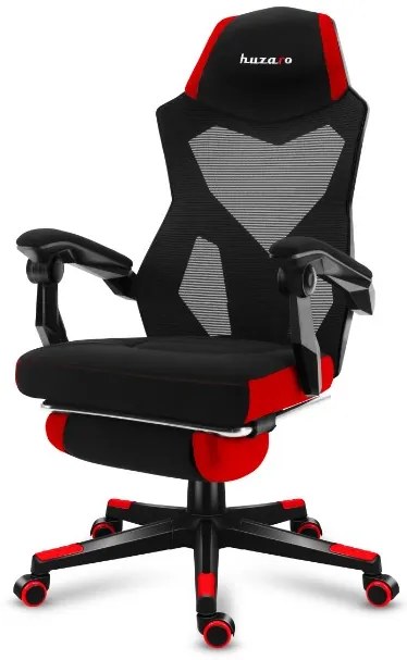 Ergonomické herné červené kreslo s opierkou nôh COMBAT 3.0