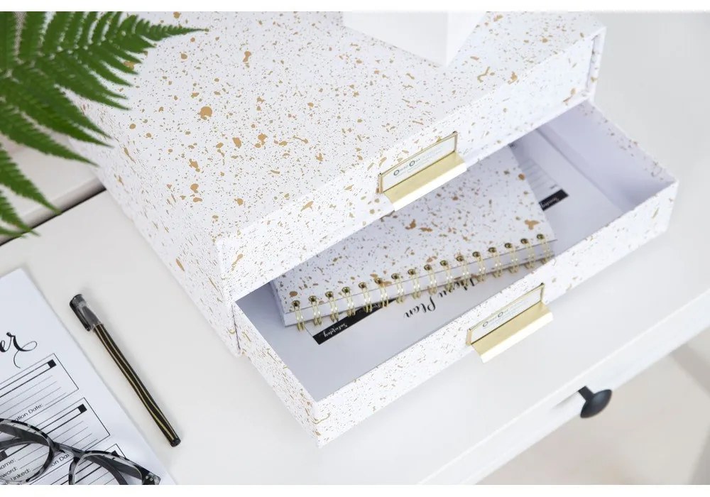 Zásuvkový box s 2 zásuvkami v zlato-bielej farbe Bigso Box of Sweden Birger