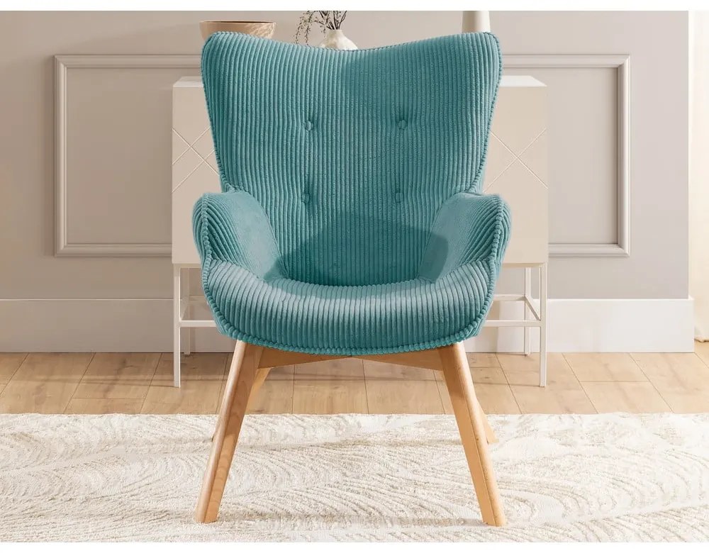 Tyrkysové menčestrové kreslo Niko – Ropez