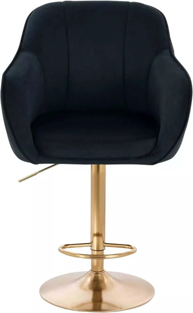 LuxuryForm DESIGN Barová stolička AVOLA VELUR na zlatom tanieri - čierna