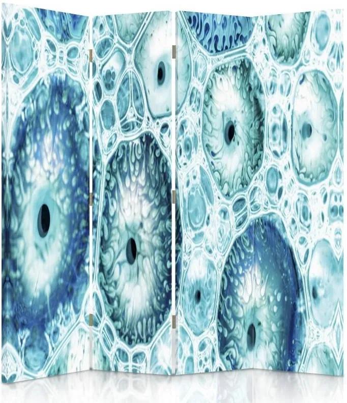 CARO Paraván - Blue Pattern | štvordielny | jednostranný 145x150 cm