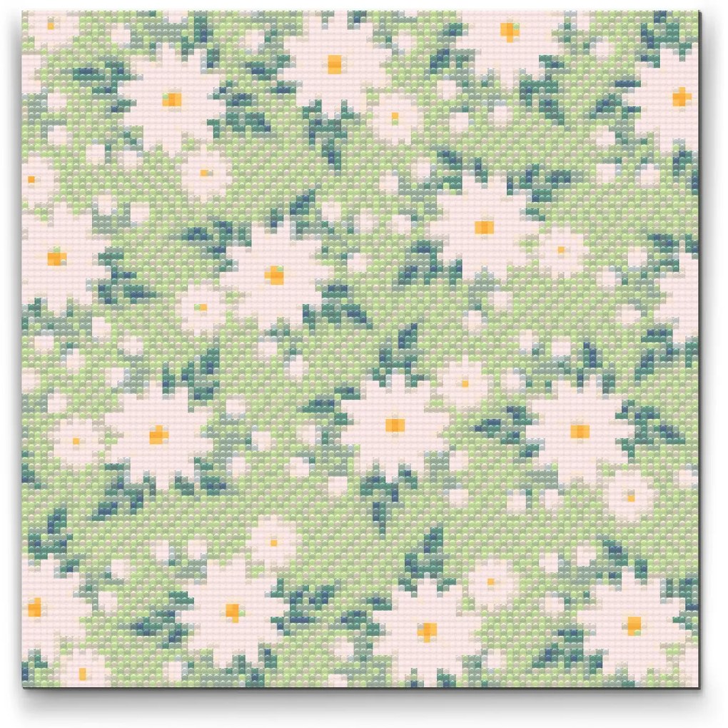 Gario Diamantové maľovanie Biele kvety Rozmery: 80 x 80 cm, Rámovanie: S vnútorným rámom, Diamanty: Štvorcové