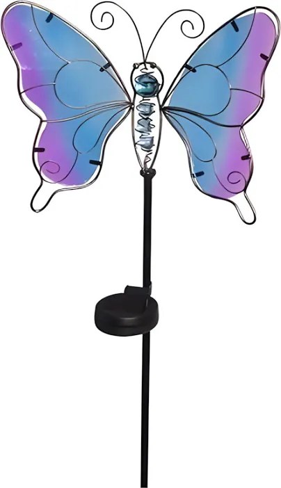 LED zápich Motýľ – modrofialový 106 cm