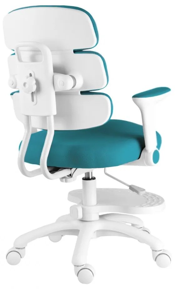 Detská rastúca stolička Neoseat KIDDY THREE — látka, prateľný poťah, tyrkysová