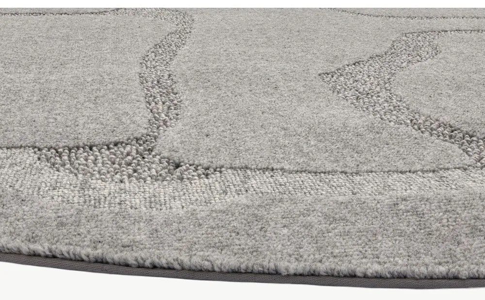 Sivý vlnený okrúhly koberec ø 200 cm Morphic Organica – Agnella