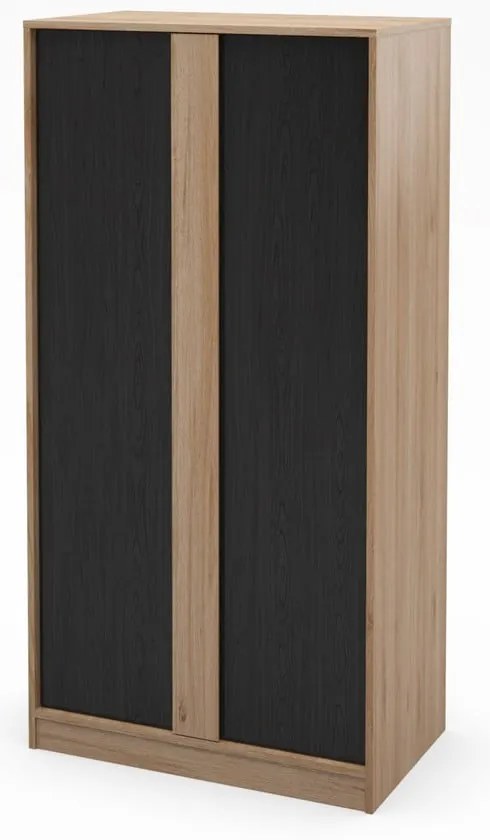Šatníková skriňa v dekore duba v čierno-prírodnej farbe 90x180x53 cm Dennis – Marckeric