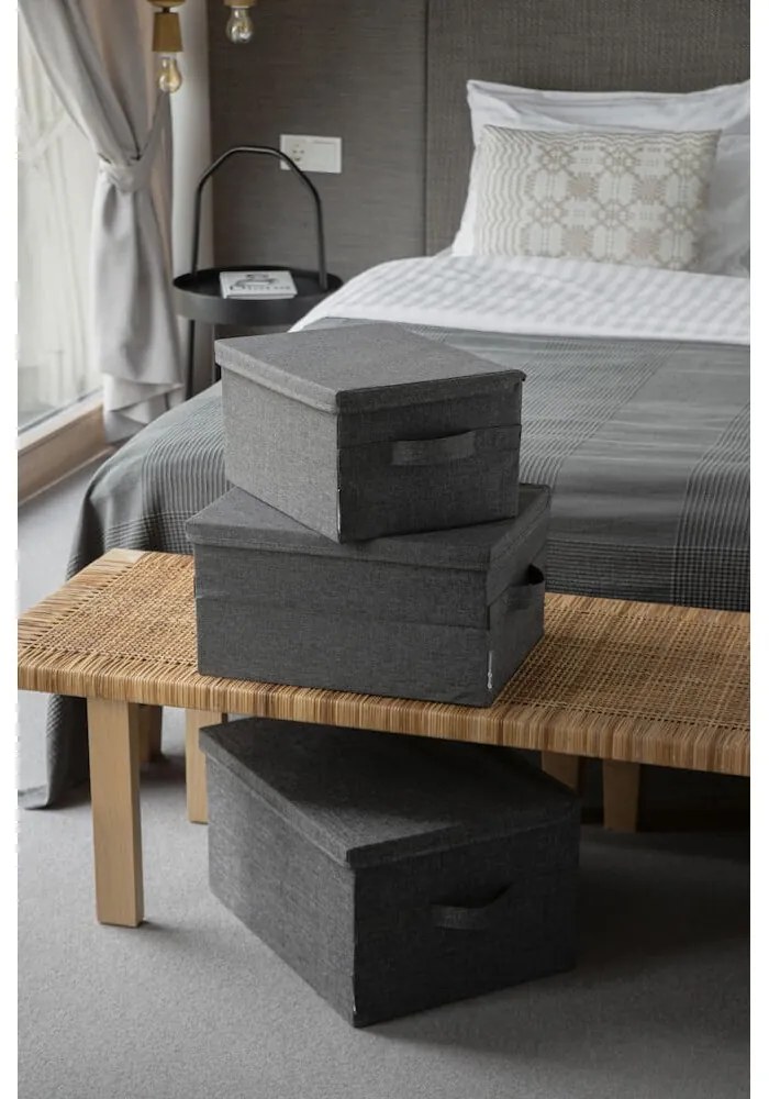 Sivý látkový úložný box s vekom 35x19x26 cm Soft Storage – Bigso Box of Sweden