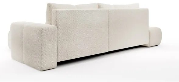 Rozkladacia rohová čalúnená sedacia súprava s úložným priestorom do tvaru L ALMADA pravé prevedenie svetlobéžová