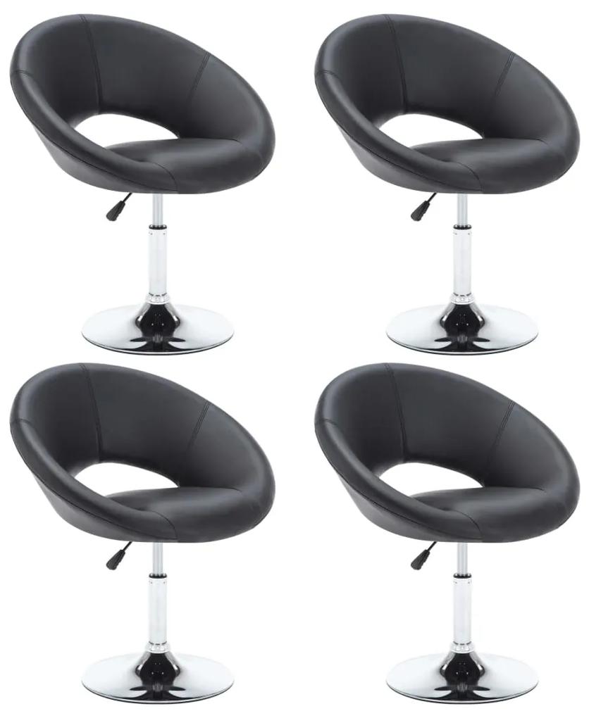 vidaXL Otočné jedálenské stoličky 4 ks, čierne, umelá koža