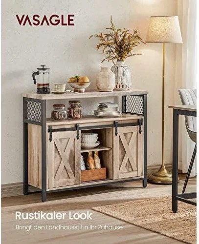 Príborník, Úložná skrinka, Komoda s 2 posuvnými dvierkami, ťavia hnedá a čierna