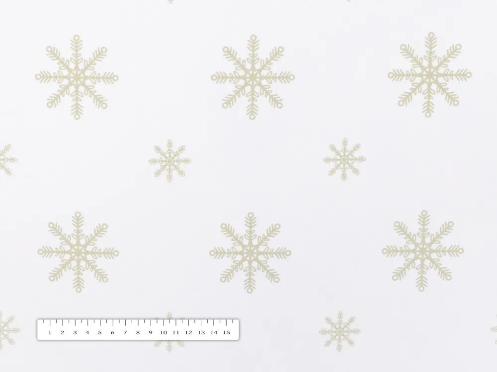 Biante Teflónový obdĺžnikový obrus TF-102 Vianočné béžové vločky na bielom 120x200 cm