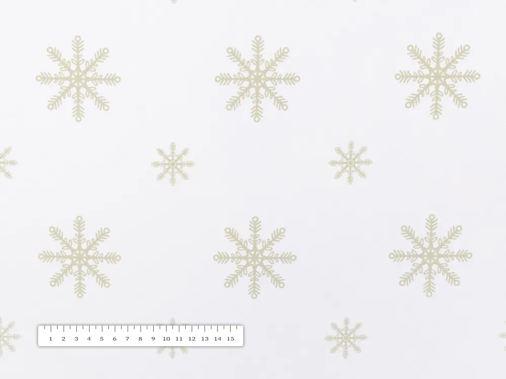 Biante Teflónový oválny obrus TF-102 Vianočné béžové vločky na bielom 120x200 cm