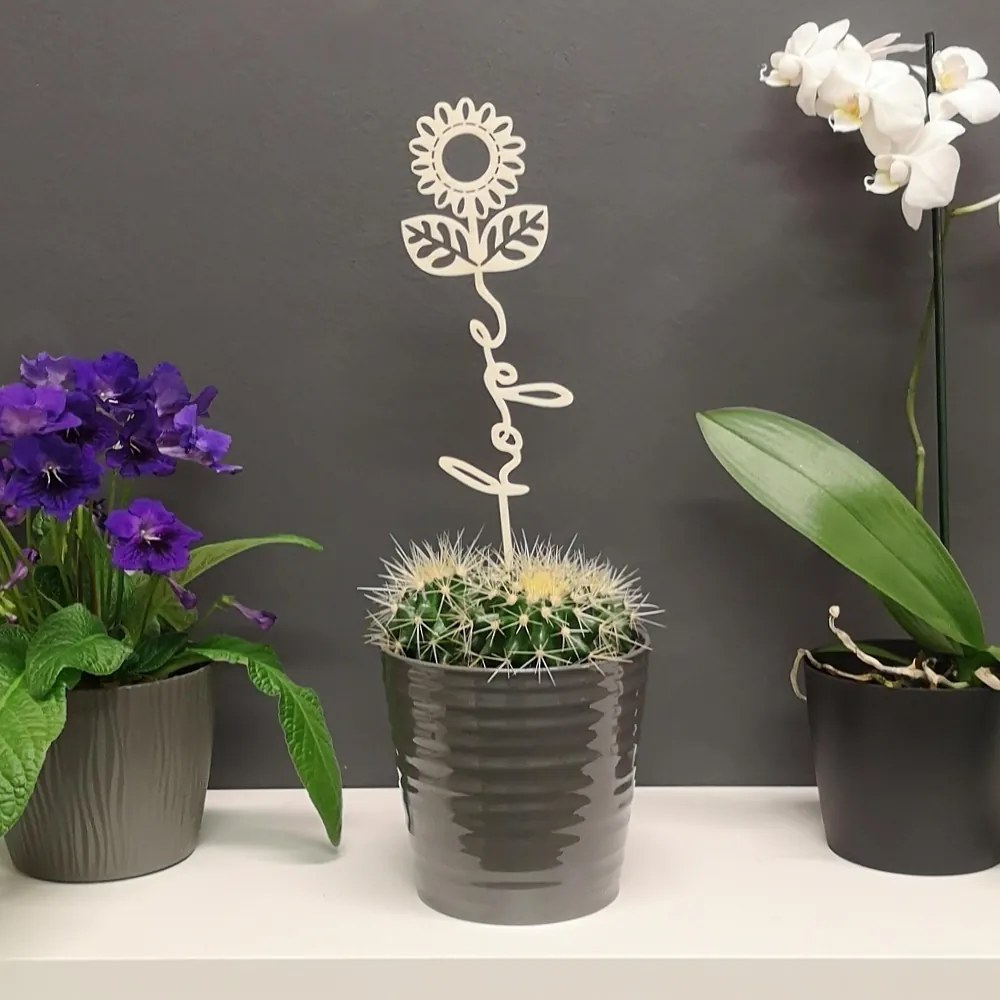 AMADEA Drevený zápich kvetina - Hope, dĺžka 28 cm