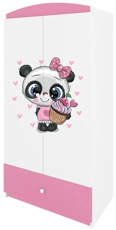 Dětská šatní skříň BABYDREAMS Panda růžová