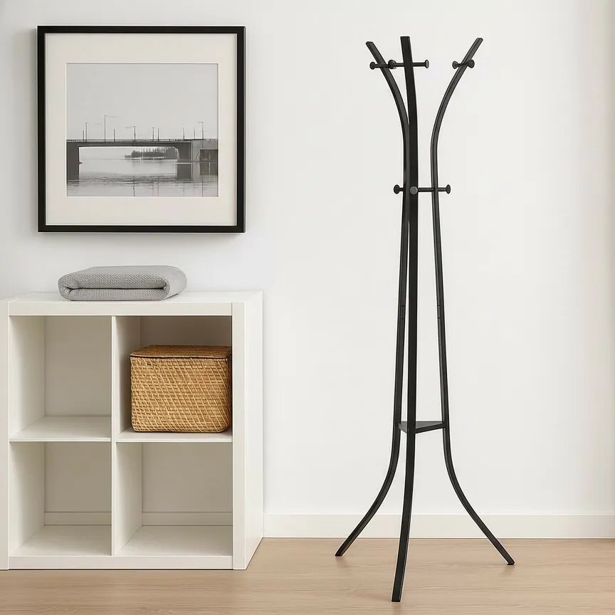 Aldotrade Vešiak stojaci HEMDE 184 cm, čierna