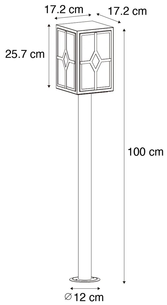Klasická vonkajšia stojaca lampa čierna 100 cm IP44 - Dover