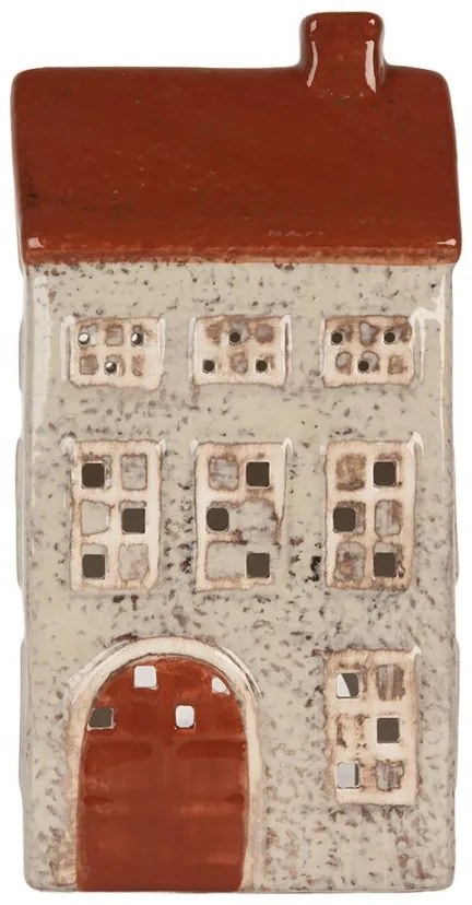 Béžový keramický domček na čajovú sviečku Lamont - 12*8*24 cm