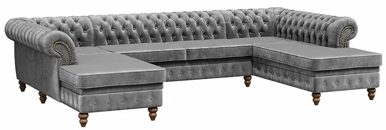 PROXIMA.store - Luxusná sedačka CHESTERFIELD LONG U FARBA NÔH: čierna, DRUH LÁTKY: TORRE - 17, FARBA OZDOBNÝCH ŠPENDLÍKOV: barok