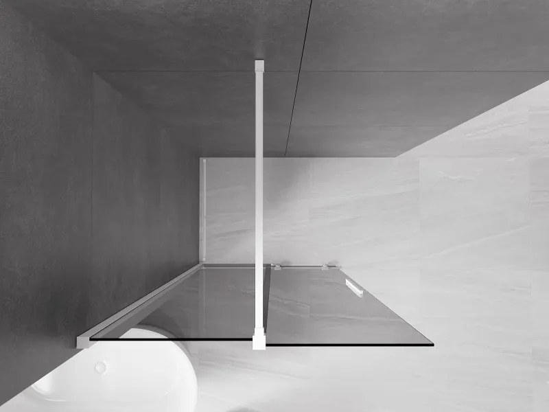 Mexen Velar, sprchová zástena s posuvnými dverami Walk-in 85 x 200 cm, 8mm šedé sklo, biela matná, 871-085-000-43-20