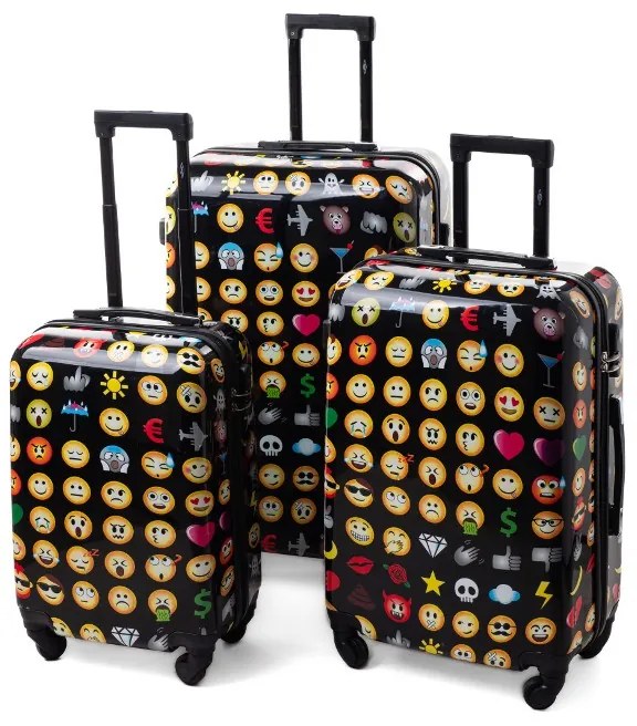Rogal Farebný detský kufor na kolieskach "Emoticons" - M (35l)