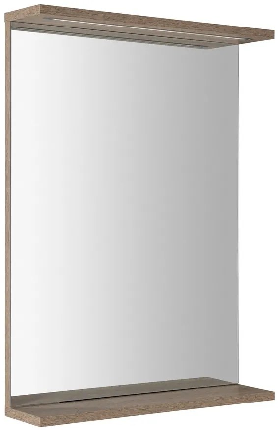 Aqualine Aqualine, KORIN STRIP zrkadlo s LED osvetlením 50x70x12cm, dub platin, KO995S