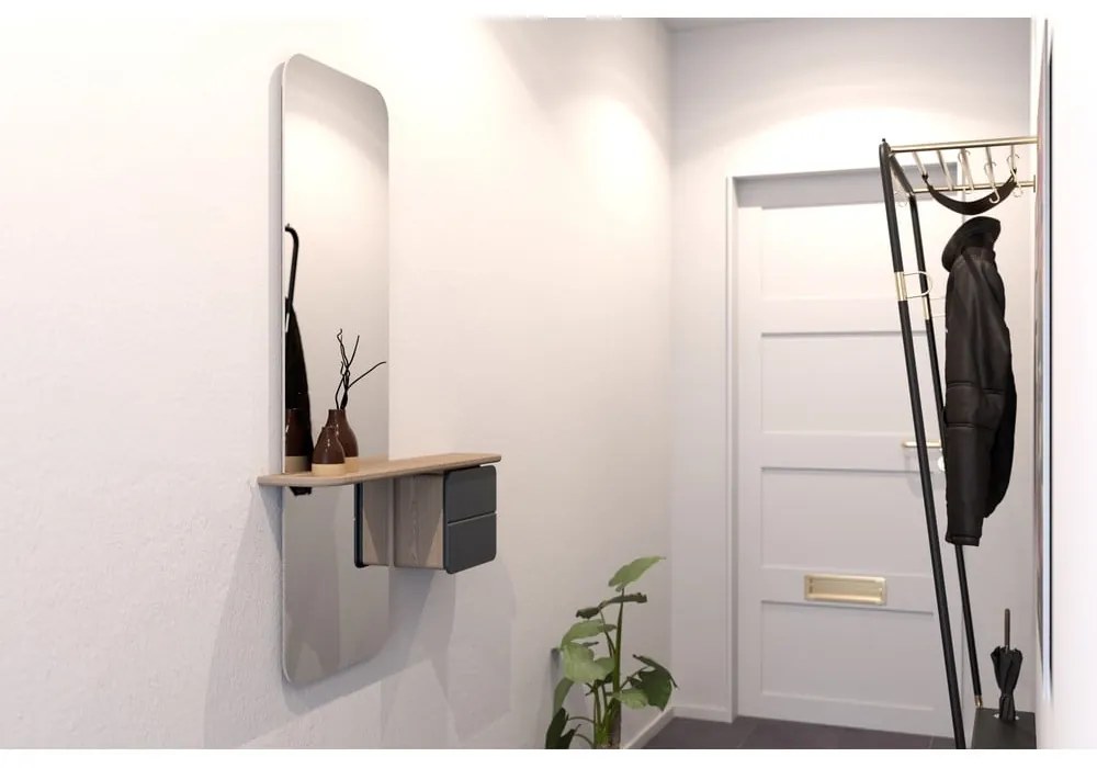 Predsieňová zostava v dekore duba v antracitovo-prírodnej farbe One More Look – UMAGE