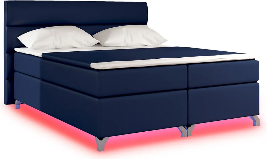 Čalúnená manželská posteľ s úložným priestorom Avellino 140 - modrá