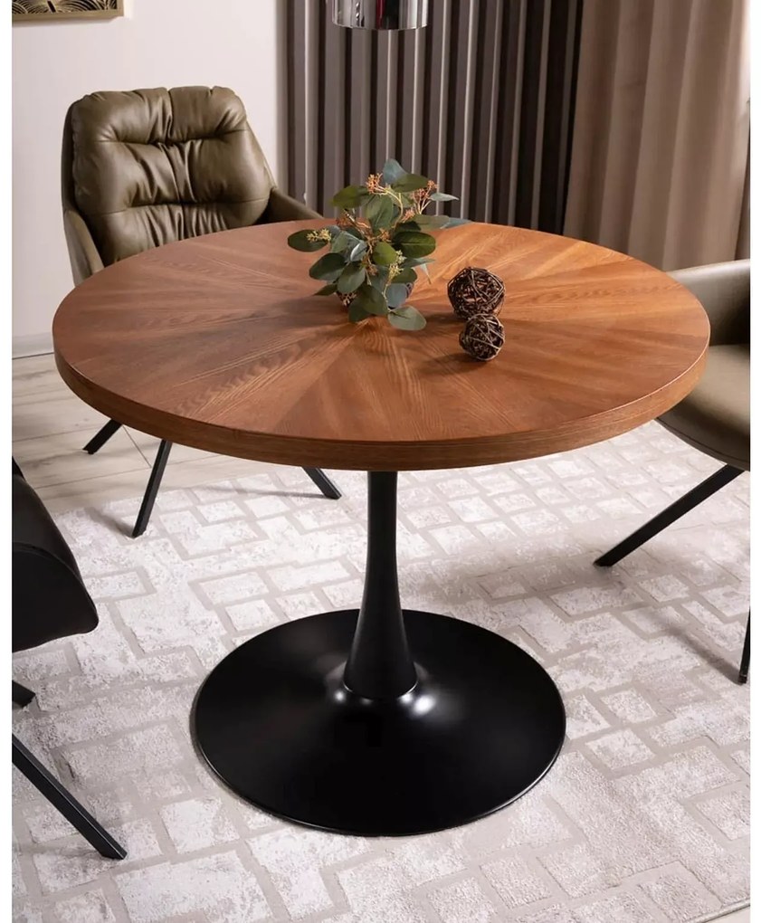 Okrúhly jedálenský stôl AMADEO 100x100 cm, dekor orech