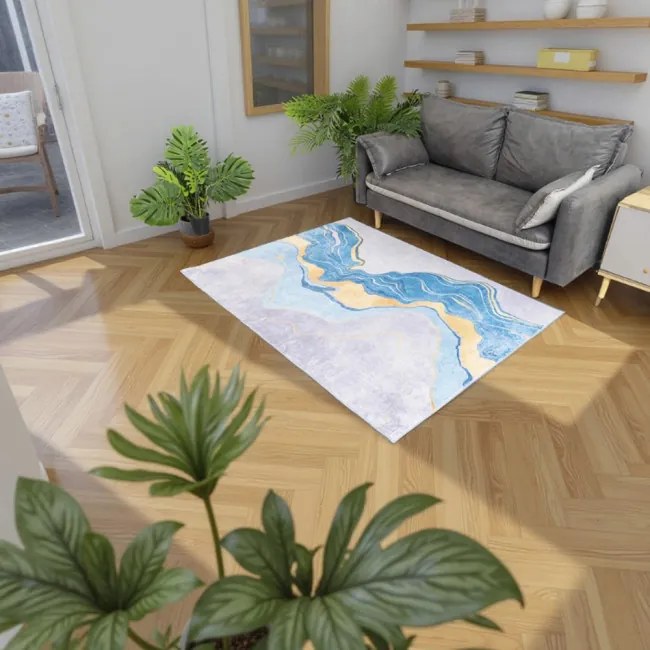 Protišmykový koberec NOVO mramor / zlatý