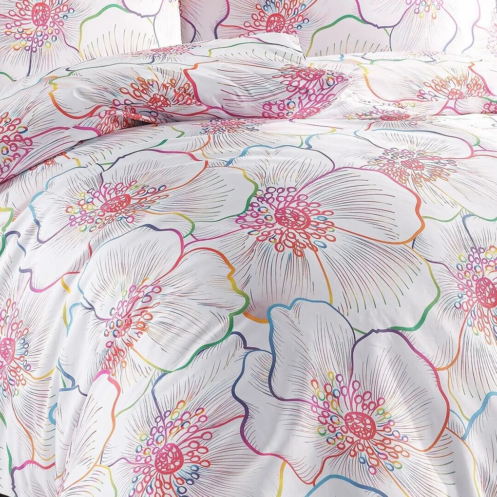 BedTex Saténové obliečky Bloom, 135 x 200 cm, 80 x 80 cm, 135 x 200 cm, 80 x 80 cm