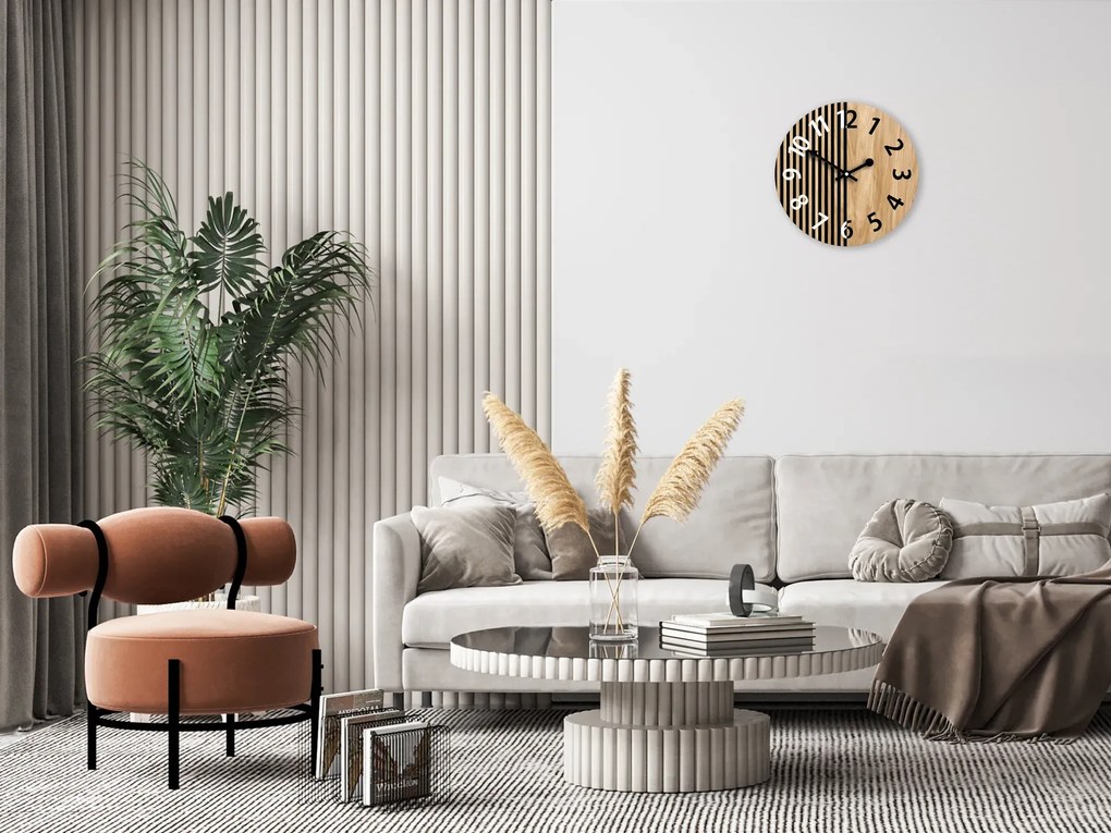 Dřevěné nástěnné hodiny Nepal 33 cm dub přírodní/černé