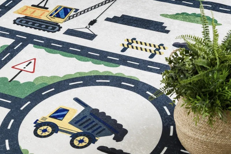 Dywany Łuszczów, Detský kusový koberec Bambino 2223 Streets cars cream, 160x220, béžová, detská izba