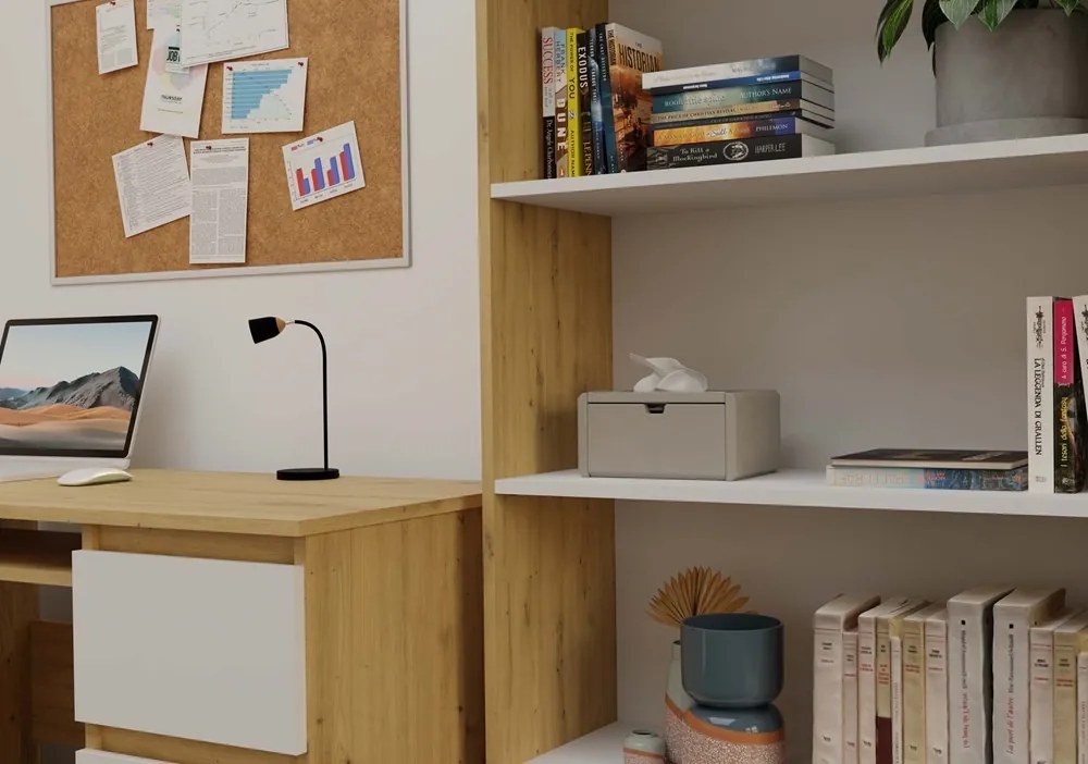 Regál Onyx R80 80 cm dub remeselný/biely