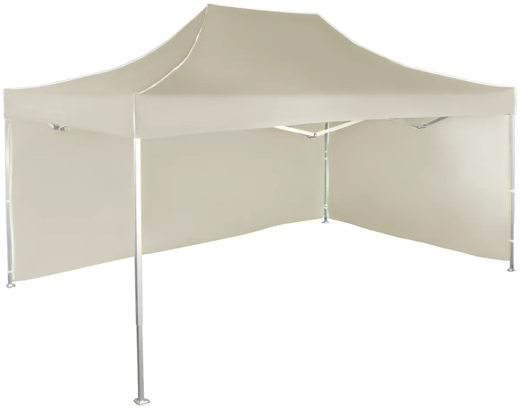 Rýchlorozkladací nožnicový stan 3x4,5m – hliníkový, 2 bočné plachty, Béžová