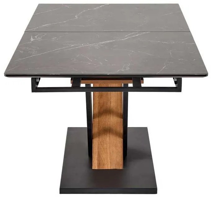 Jedálenský stôl Sterzo 140-180 x 90 cm, čierna / dub zlatý