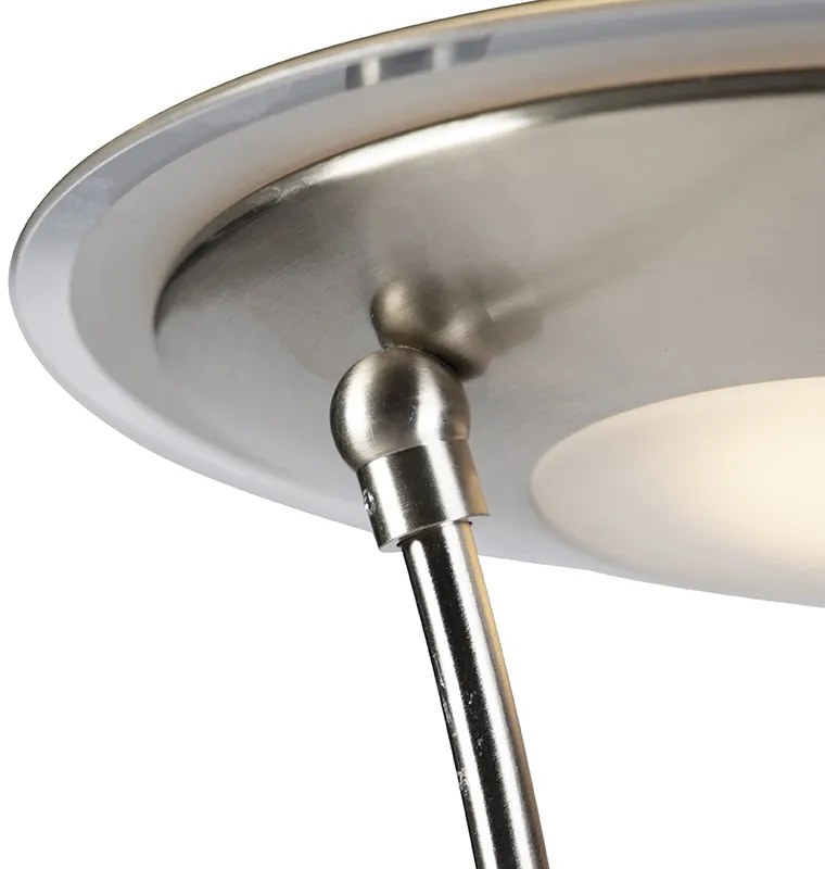 Stojaca lampa z ocele s ramenom na čítanie vrátane LED a USB portu - Sevilla