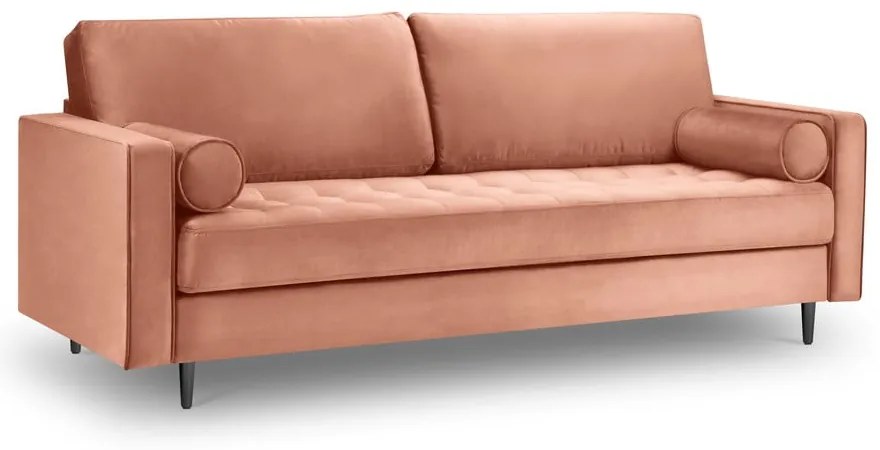 Ružová zamatová pohovka Milo Casa Santo, 219 cm