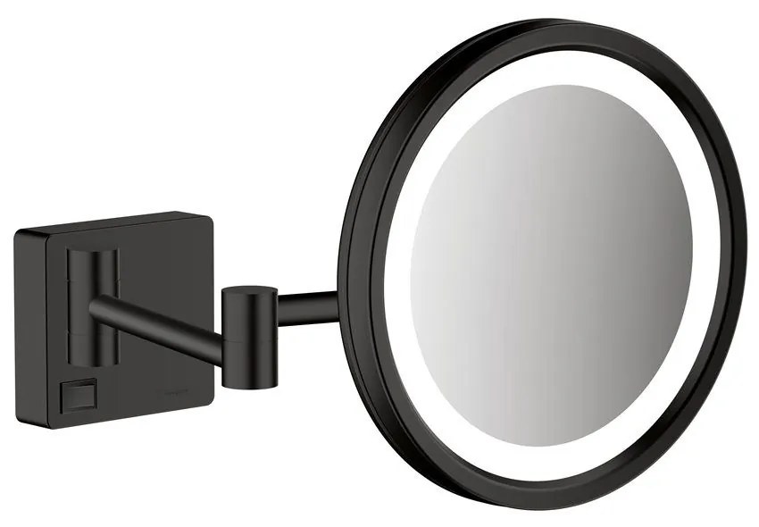 HANSGROHE AddStoris kozmetické zväčšovacie zrkadlo s LED osvetlením (3-násobné zväčšenie), matná čierna, 41790670