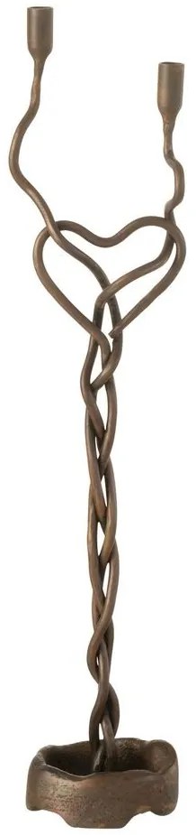 Bronzový antik kovový svietnik na úzke sviečky Noir - 9*8*48 cm