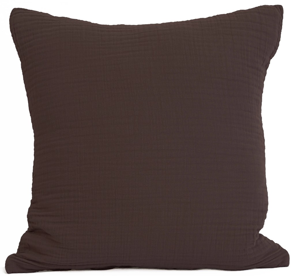 Mušelínová obliečka na vankúš 40 × 40 cm - Alexia tmavo hnedá