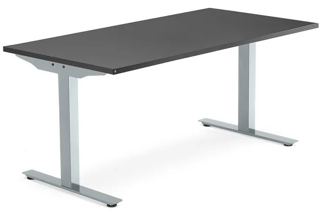 Kancelársky pracovný stôl MODULUS, T-rám, 1600x800 mm, čierna/strieborná