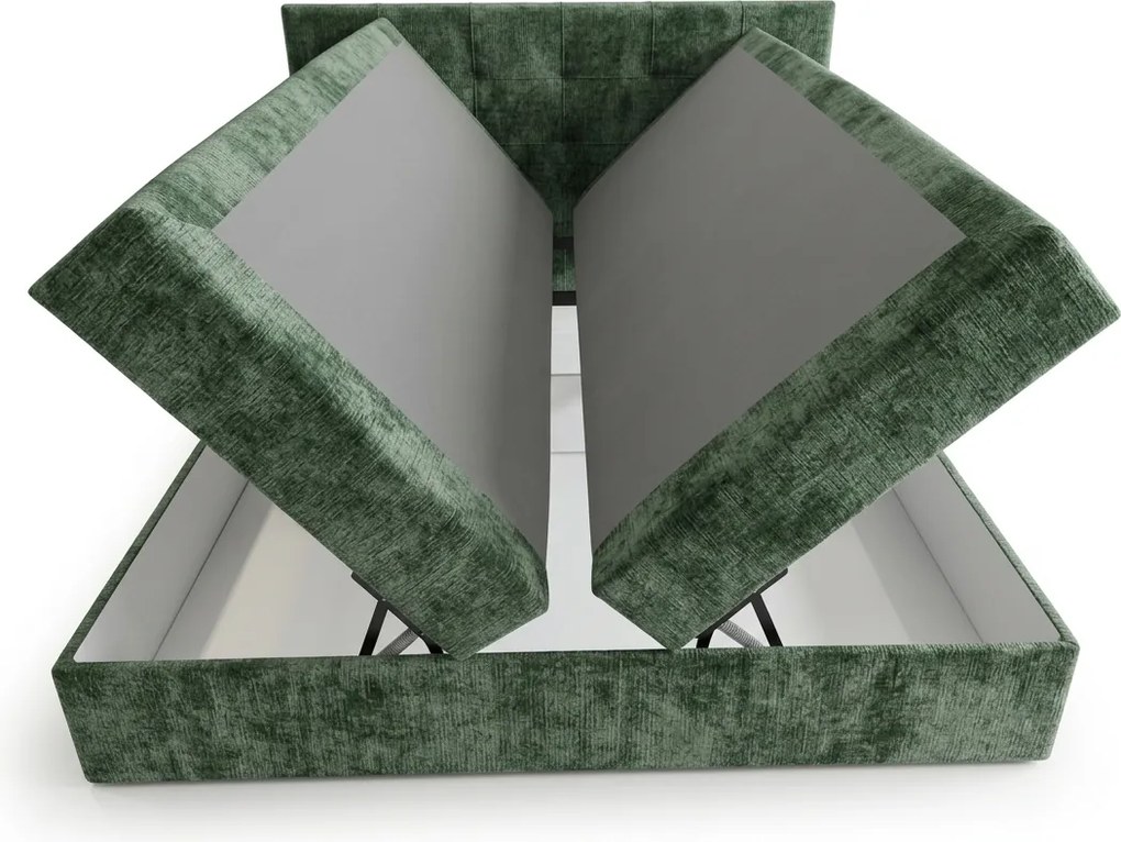 Čalúnená posteľ boxspring DIRELIS VIBE 180x200 cm tmavozelená Matrac: Bonell pružinová matrac