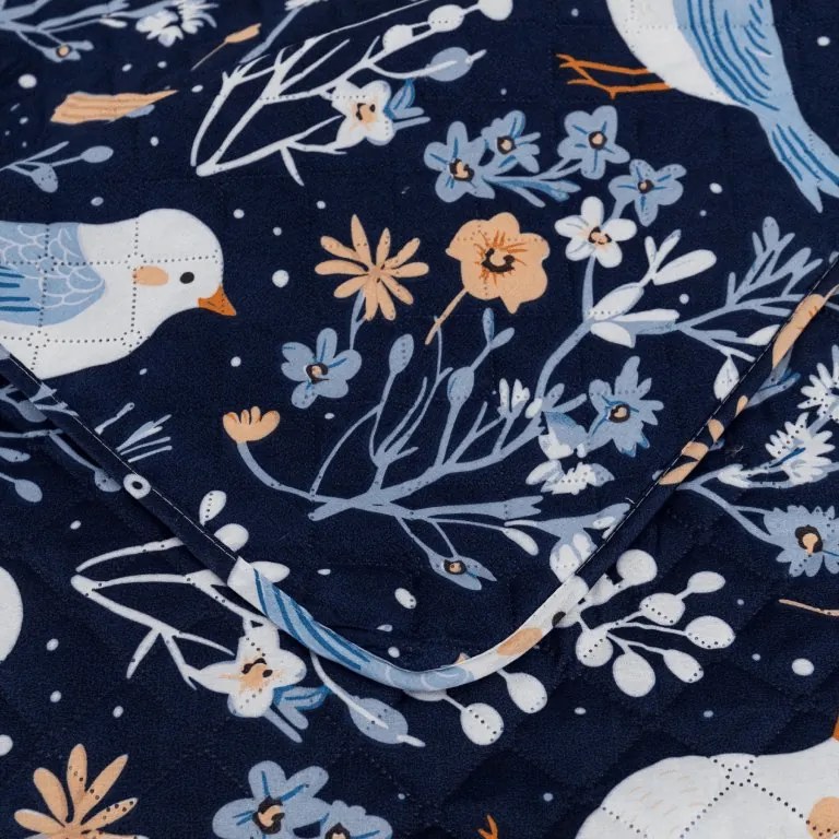 Prehoz na posteľ DENIM BIRDS, modrý Rozmer: 220 x 240 cm