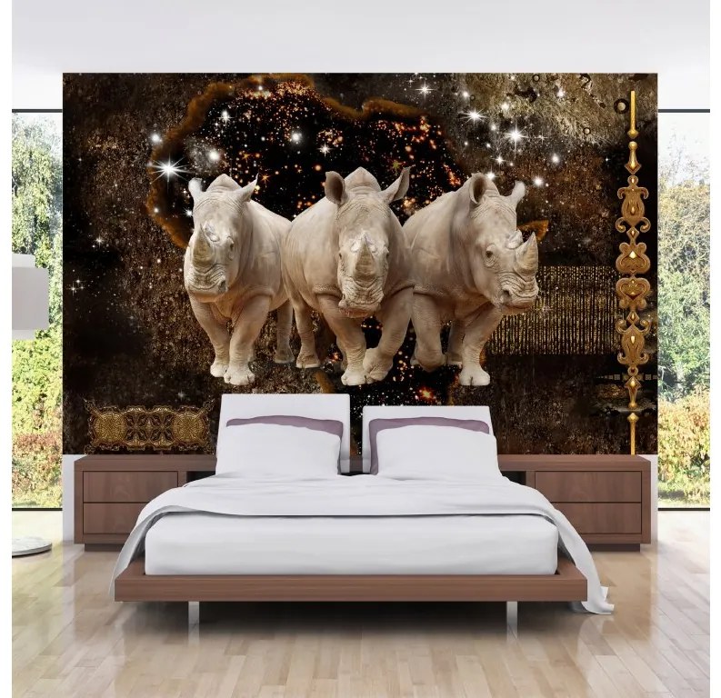 Artgeist Fototapeta - Golden Rhino Veľkosť: 300x210, Verzia: Premium