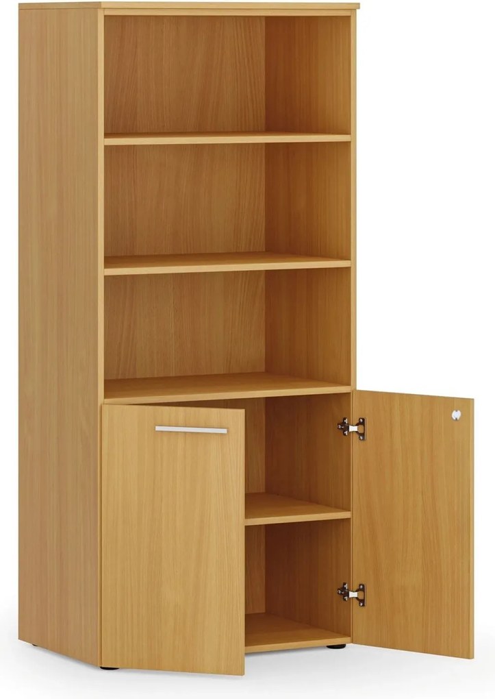 Kombinovaná kancelárska skriňa PRIMO WOOD, nízke dvere, 800 x 500 x 1781 mm, buk