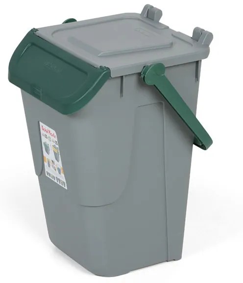 Mobil Plastic Plastový odpadkový kôš na triedenie odpadu ECOLOGY II, 35 l, sivá/zelená
